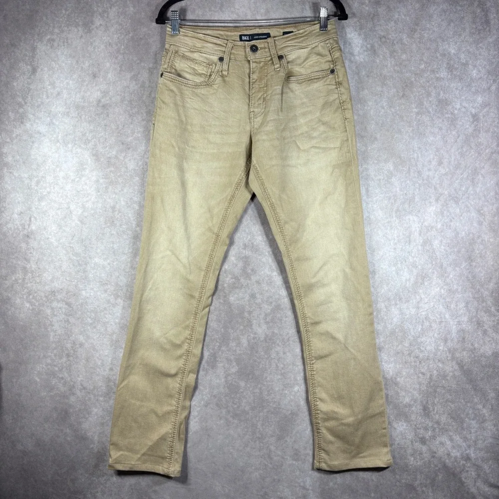 BKE Jeans Mens 29x32 Tan Jake Straight Leg Stretch Denim Khaki Casual Everyday